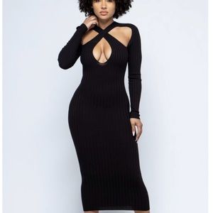 This sexy black long sleeve cross maxi dress is perfect for a dinner date.